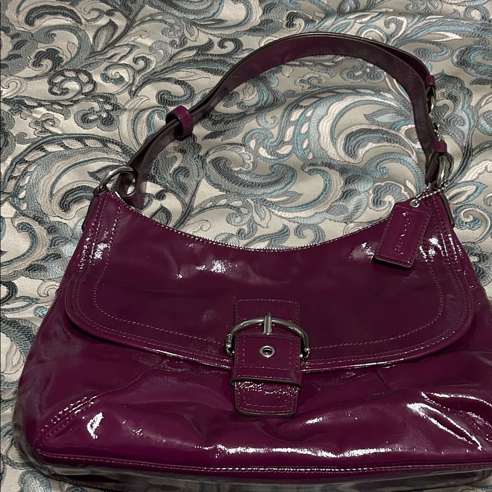 Coach Shiny Purple Shoulder Bag
